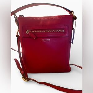 Coach Red Leather Crossbody | North South | Gold Hardware